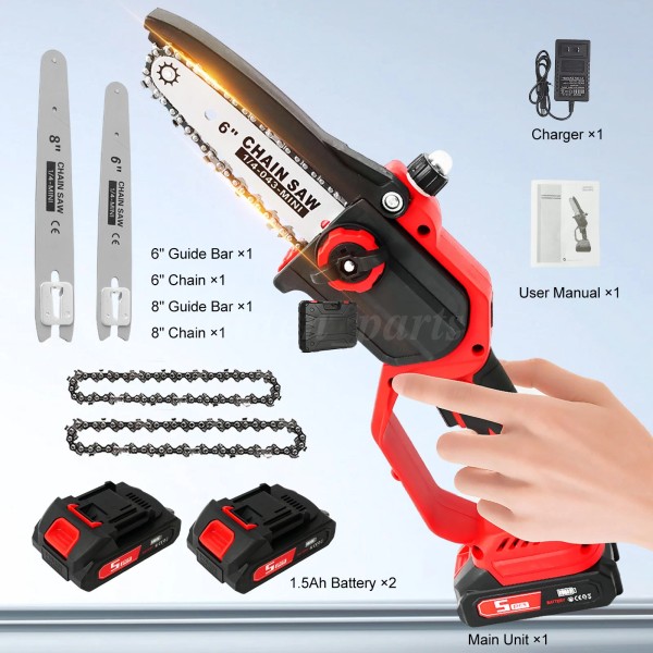 Unbranded 6+8Inch Mini Electric Chainsaw Cordless Handheld Chain Saw w/