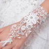 IYOU Bridal Wedding Gloves White Rhinestone Lace Gloves Flowers Short