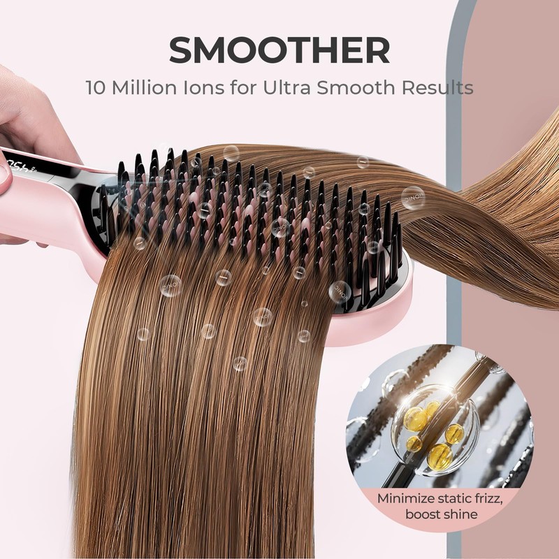 TYMO Hair Straightener Brush - Upgraded Ionic Plus Straightening Brush