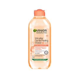 Garnier All-in-1 Micellar Water, Removes Make-Up, Cleanses, Exfoliates & Boosts Glow, Suitable for Face + Lips + Eyes, 1% PHA & Glycolic Acid, Vegan, Gentle Peeling, 400ml