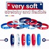 Leitee 100 Pcs American Flag Silicone Bracelet Stretchable 4th of