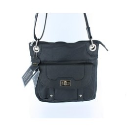 Roma Leathers 7028 Black Genuine Leather Turnlock Concealed Purse