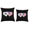 Korean American Flag Heart Love South Korea USA Throw Pillow