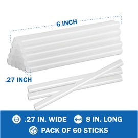 Mini Size Hot Glue Sticks 2 Pack of 60-Pack, 6” x .27”, Clear All-Temp Glue Gun Sticks for Art, Craft, DIY and Most Gluing Projects, Compatible with Most Hot Glue Guns. Craft Glue, by MakersLife.