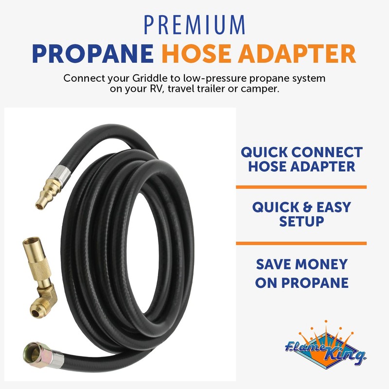 Flame King Propane 12ft RV Quick Connect Hose Adapter for