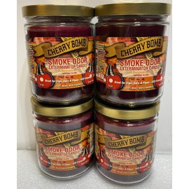 Smoke Odor Exterminator 13 oz Jar Candle, Cherry Bomb Set of 4 Candles