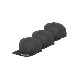 Flexfit Unisex Cap Classic Snapback 3-Pack Practical Set with 3 Baseball Caps, Snapback Closure, Dark Grey + Dark Grey + Dark Grey