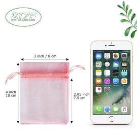 HRX Package HRX Package Blush Pink Organza Bags 3x4 inch 100pcs, Mesh Gift Bags Jewelry Pouches Drawstring Empty Sachet for Shower Party Favor Present Giveaways