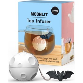 OTOTO - Colador de té espeluznante iluminado por la luna, picador de té de hojas sueltas, infusor de té para té de hojas sueltas, difusores de té, accesorios de té, regalos góticos de té, bonitos