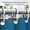 Simkopy Shower Curtain Hooks,24 Pack Plastic Curtain Hanging Rings,C-Shaped Shower