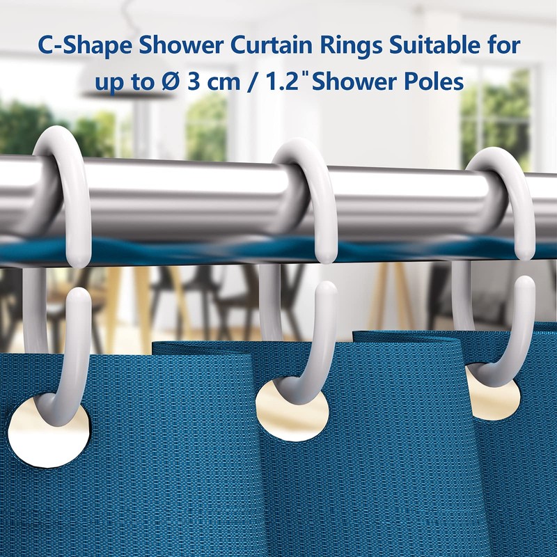 Simkopy Shower Curtain Hooks,24 Pack Plastic Curtain Hanging Rings,C-Shaped Shower