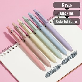 Mr. Pen- Retractable Gel Pens for Journaling, 6 Pack, 0.5 mm Black Ink, Pastel Barrels, Smooth Writing Aesthetic Pens for Women