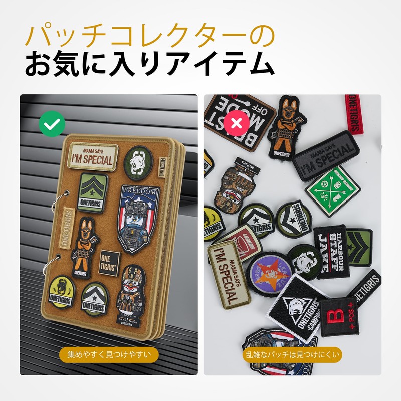 OneTigris Patch Velcro Storage Album Double Sided 4 Pages Embroidered