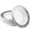 MATANA - 20 Premium Plastic Party Bowls with Silver Lace