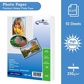 6x4 Photo Paper Photograph Paper Photo Printer Paper Gloss Photo Paper 230 GSM Pack of 50 Sheets for Inkjet Printers EW6X4-23050
