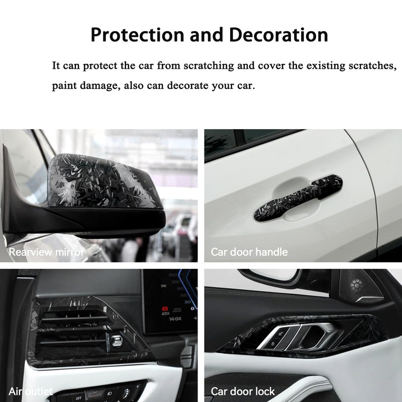 Forged Carbon Fiber Wrap, Gloss Black Vinyl Wrap for Cars