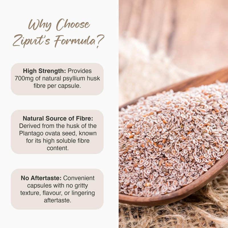 Zipvit Psyllium Husk Fibre Supplement, 1400mg Psyllium Husk Powder, Up
