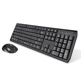 Eagletec K104 Wireless Keyboard and Mouse Combo Slim, Flat & Quiet, Ergonomic Full Size 104 Keys Keyboard & Portable Wireless Mouse for Windows PC (Black Wireless Keyboard & Mouse Set)