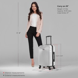DUKAP INCEPTION Luggage with Spinner Wheels | Durable Lightweight Hardshell Suitcase, Travel Bag with Handle and Trolley, 20-Inch Carry On Small Luggage | Silver