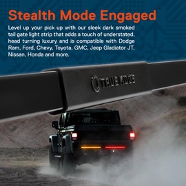 True Mods 60 Inch Dark Smoked Triple Row LED Tailgate Light Bar Strip for Pickup Truck Trailer Vehicle [Rigid Aluminum] [Ignition Start Sequence] Amber Sequential Turn Signal TBT Running Brake Reverse