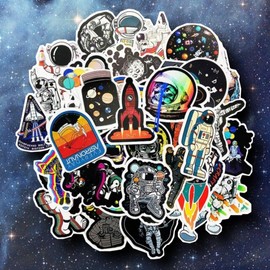 MUSHI 100 Stickers de ASTRONAUTAS paquete con stickers de astronautas de Vinilo pegatinas para niñas y niños Stickers para laptop, Termos, Celulares, Guitarras, Refrigeradores, Bicicletas, Patinetas……
