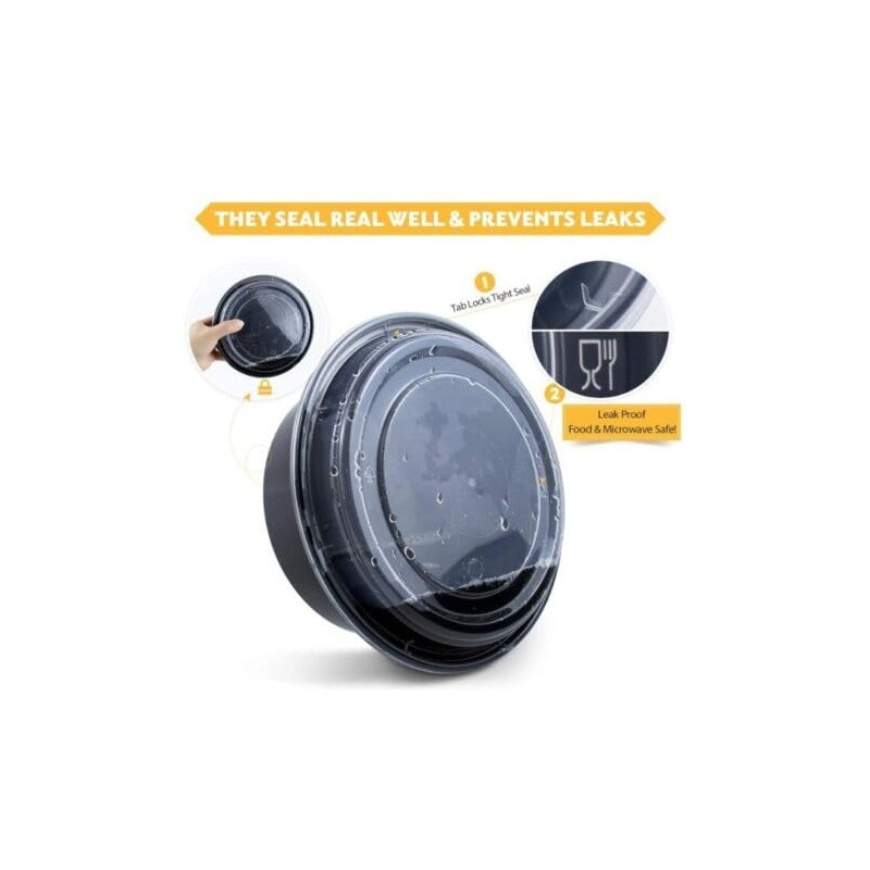 AMD Nexus Round Plastic Meal Prep Containers (20 Pack, 16oz)