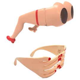 lumitrail 2 Pairs Fun Sunglasses Pack, Novelty Funny Sunglasses with Finger/Leg Shaped Designs for Party