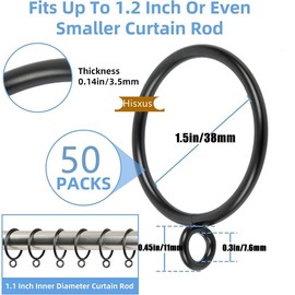 50 Pcs Curtain Rings 1.5Inch Strong Metal Decorative Curtain Ring with Eyelets, Rustproof Drapery Curtain Rod Clips Hangers for Bathroom, Living and Guest Room (Silver)