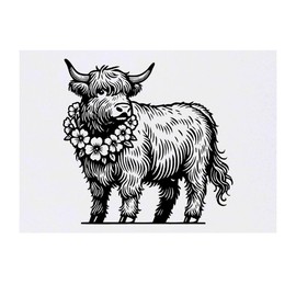 Azeeda 'Hochlandkuh mit Blumengirlande' Temporäres Tattoo - Hautfreundlicher & Ungiftiger Abziehbild · Wasserfest (TO00081371)