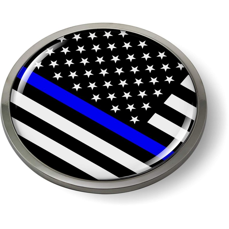 Thin Blue LINE (Stripe) US American Flag 3D Domed CAR