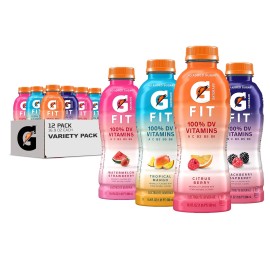 Gatorade Fit Electrolyte Beverage, 4 Flavor Variety, 12 Pack of 16.9 oz Bottles
