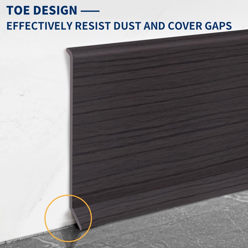 Heonay Flexible Baseboard Molding Trim 4 Inch Self-Adhesive Vinyl Wall