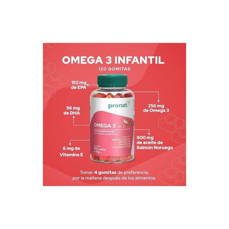 PRONAT | Omega 3 Infantil, Suplemento Alimenticio, 120 Gomitas con