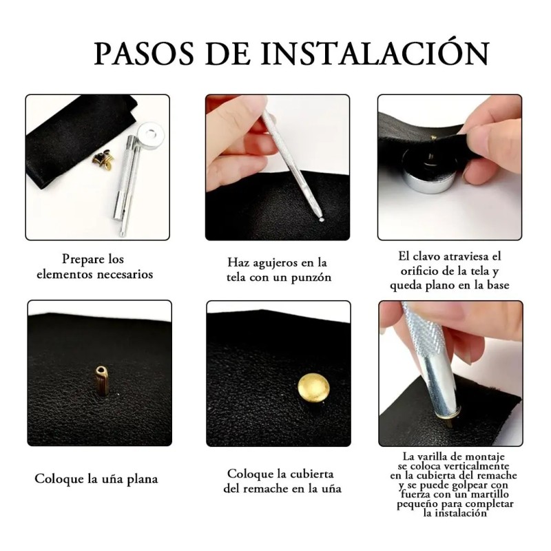 Kit De Tachas Y Remaches Para Decorar Cuero 484 Piezas