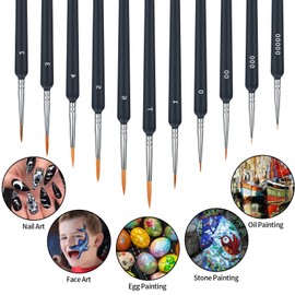 wugongshan 11 Piece Fine Detail Brush Set, Paint by Numbers, 11 Sizes Painting Brush, Model Making Brush Set, Miniature Artist Brush for Acrylic, Watercolour, Model, Nail Art, Oil Painting, Brush