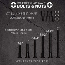 OMG! 1&1/2" 1.5" 38mm Skateboard Deck & Truck Plus Screw Hardware Black