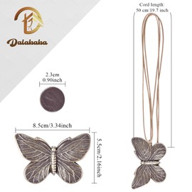 Dalababa Magnetic Curtain Tiebacks, 1 Pair Resin Drapery Holdbacks, Retro Curtain Tie Backs Rope Window Curtain Holder Straps Buckles for Cafe Balcony Home Decor (Bronze Butterfly)