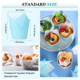 Havawish 500 Pcs Standard Size Gradient Green Tulip Cupcake Liners, Party Cupcake Baking Liners Greaseproof Wrappers Muffin Liner Holders for Wedding Birthday Baby Shower Holiday Party Baking Cups