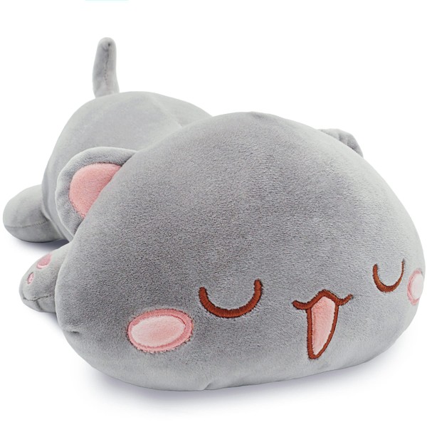 Onsoyours Cute Kitten Plush Toy Stuffed Animal Pet Kitty Soft Anime Cat Plush Pillow for Kids (Gray B, 12")