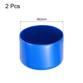 uxcell 2pcs Rubber End Caps 63mm(2.5 Inch) ID Vinyl Round Tube Bolt Cap Cover Screw Thread Protectors Blue, 40mm Height