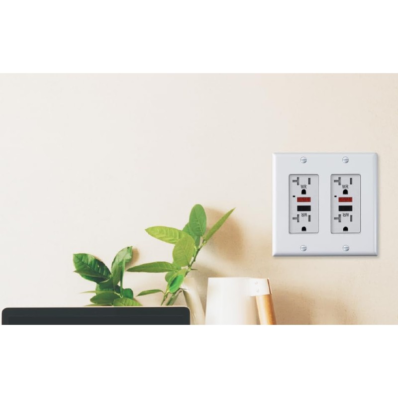 Faith White 2-Gang Two-Device Wall Plate (6-pack) | Double Light