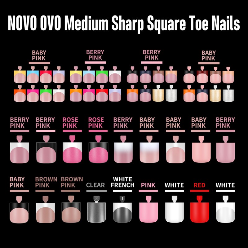 NOVO OVO Square Toe Nail Tips French Tip Press on
