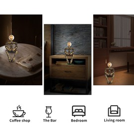 EFINEHOME Water Pipe Table Lamp Robot Style- Retro Industrial Table Light- Antique Steampunk Metal Desk Lamp Bedside Lighting Fixture for Office, Reading Kids Room, Cafe Bar (Bronze-Style B)