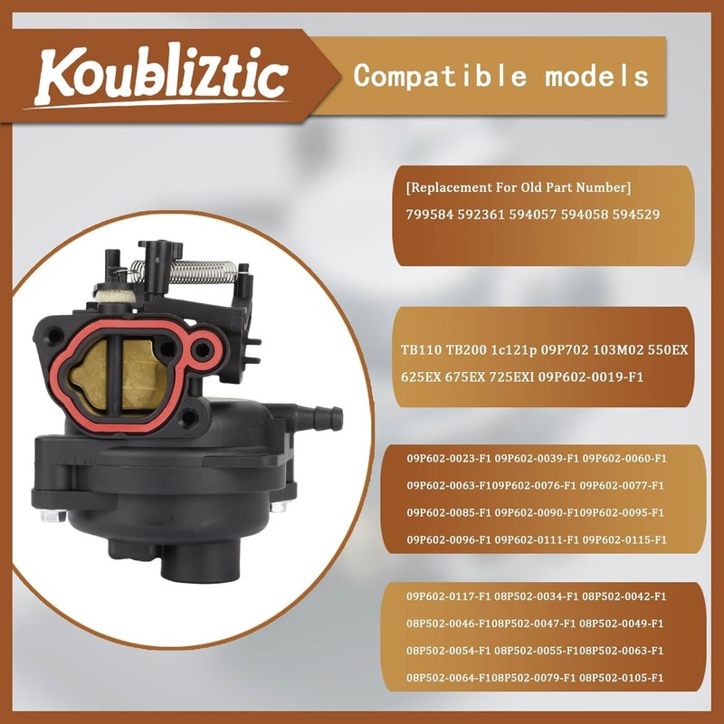 TB230 Carburetor Replaces For Troy Bilt TB280 TB320 TB330 TB340