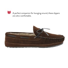 Minnetonka Men's Casey Moccasin Slippers Chocolate 12 M