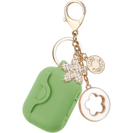 VOTILE Silicone Protective Case Cover for Airpods Pro 2 with Green Five-Leaf Keychain, Wired & Wireless Charging, Secure Lock for Women & Girls