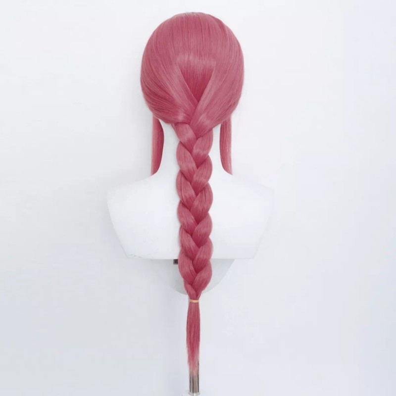 Lucky Day Peluca Makima Chainsaw Man Rosa Trenzada Con Flequillo