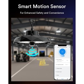 Lumary Smart UFO LED High Bay Light Motion Sensor 100W via Hub, Compatible with Alexa Google, Bluetooth Hanging Shop Lights for Garage w/Remote, 16000Lm Brightness Dimmable 1-100%, 5000K for Workshop