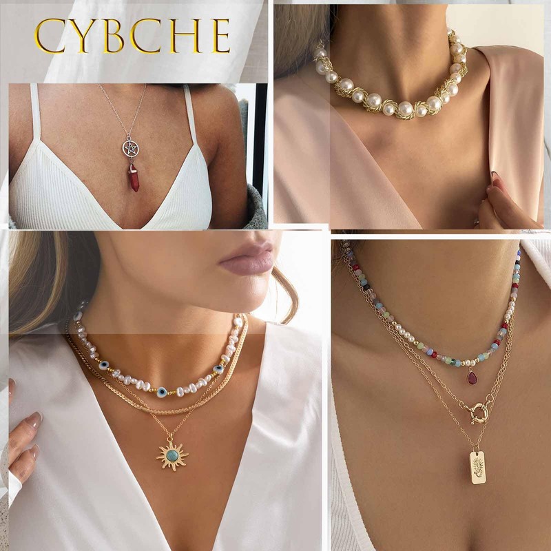 Cybche Boho Layered Heart Choker Necklace Black Velvet Collar Necklace