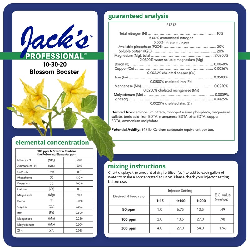 Jack's Professional 10-30-20 Blossom Booster Water-Soluble Fertilizer with Micronutrients for